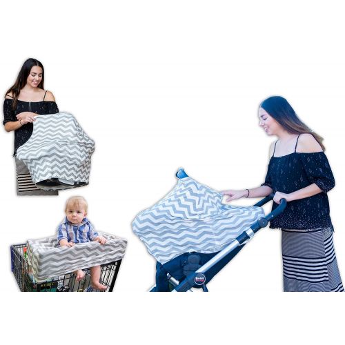  SS STYLES II Styles II Nursing Cover Set - Car Seat Canopy, Shopping Cart, High Chair, Stroller & Carseat Cover for Boys & Girls - Multi Use Breastfeeding Cover - Includes Nursing Cover, Bib &