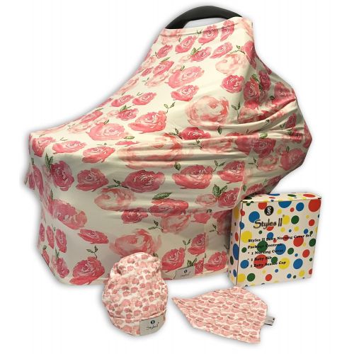  SS STYLES II Styles II Nursing Cover Set - Car Seat Canopy, Shopping Cart, High Chair, Stroller & Carseat Cover for Boys & Girls - Multi Use Breastfeeding Cover - Includes Nursing Cover, Bib &