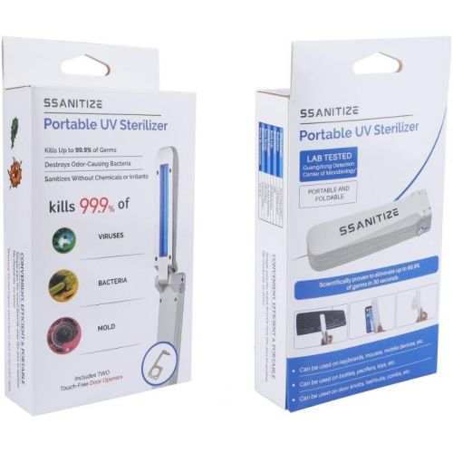  SSANITIZE Portable UV Sterilizer Light Wand with 2 Touch-Free Door Openers