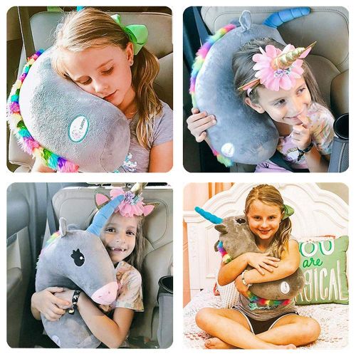  SSAWcasa Seat Belt Cover for Kids,Unicorn Seatbelt Pillow,Seat Belt Pillow Cushion,Stuffed Plush Animal Travel Pillow,Kids Safety Belt Strap Cover Shoulder Protector Pad,Children Adult Head