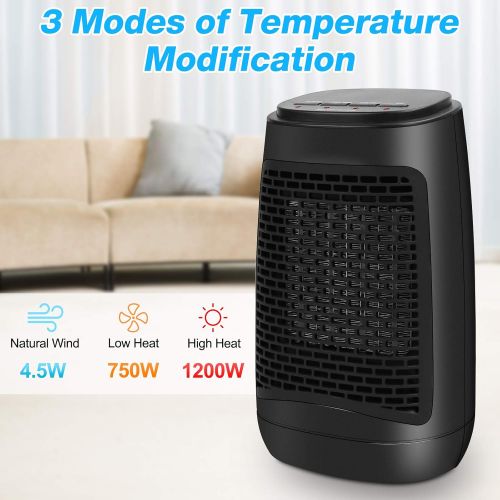  SSAWcasa Space Heaters for Indoor Use Oscillating,1200W Portable Electric Heaters for Office with Over Heat & Tip Over Protection, Personal Ceramic Heater Fan, Quiet Small Room Tower Heater