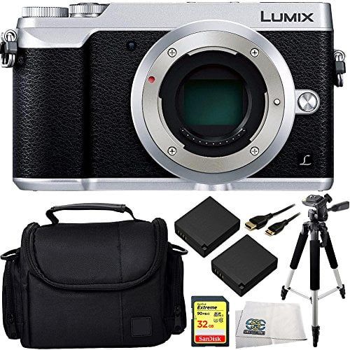  SSE Panasonic Lumix DMC-GX85 Digital Camera Body Only (Silver) 8PC Accessory Kit Includes SanDisk Extreme 32GB SDHC Memory Card+ 2 Replacement BLG-10 Batteries+ Mini HMDI Cable + MORE