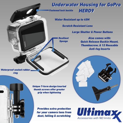  SSE GoPro HERO9 (Hero 9) Black with Deluxe Bundle - Includes: SanDisk Extreme PRO 64GB miniSDXC, Premium Hard Case for GoPro, Underwater Housing for HERO9, Floating “Bobber” Handle & M