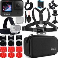 SSE GoPro Hero9 (Black) with Must Have Starter Action Bundle. Bundle Includes: GoPro Rechargeable Li-Ion Battery for Hero9 Black, Carry Case, Chest Mount, Head Mount, Wrist Strap Mount