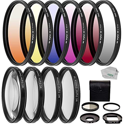  SSE Professional 4PC HD Macro Close-Up Lenses + 6PC Professional Gradual Color Filter Kit + 58mm Professional Filter Kit for GoPro Hero 3, Hero 3+, & Hero 4