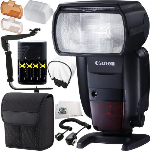  SSE Canon Speedlite 600EX II-RT 13PC Accessory Kit (International Version, No Warranty) - Includes Manufacturer Accessories, 4 AA Batteries wCharger, 180° Rotating Flash Bracket, More