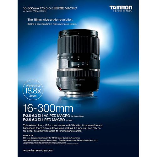  SSE Tamron 16-300mm f3.5-6.3 Di II VC PZD MACRO Lens for Nikon + 5 Piece Essentials Accessory Kit - International Version (No Warranty)