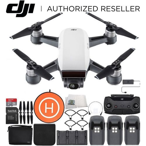  SSE DJI Spark Portable Mini Drone Quad Copter Fly More Combo Landing Pad Ultimate Bundle (Alpine White)