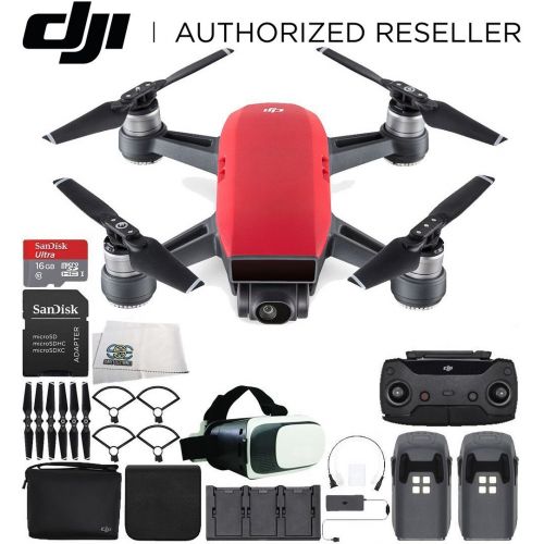  SSE DJI Spark Portable Mini Drone Quadcopter Fly More Combo Virtual Reality Experience VR Bundle (Lava Red)