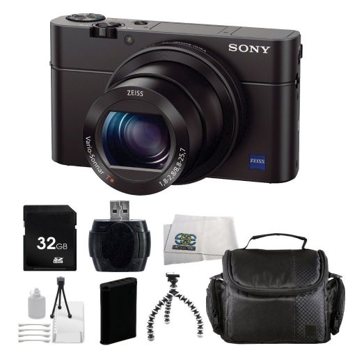  SSE Sony Cyber-shot DSC-RX100 III Digital Camera + 32GB Bundle 9PC Accessory Kit. Includes: 32GB Memory Card + Extended Life Replacement Battery + Flexible Gripster Tripod + More