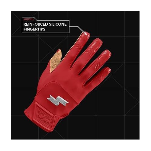  SSK X1 Color Rush Youth Baseball Batting Gloves - Durable Cabretta Leather Palm - 11 Colors