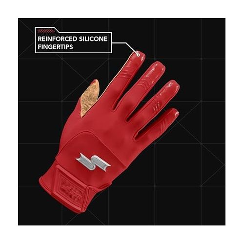  SSK X1 Color Rush Adult Baseball Batting Gloves - Durable Cabretta Leather Palm - 11 Colorways