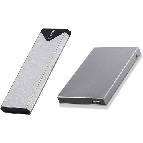  Bundles SSK Aluminum USB3.0 to SATA 2.5” External Hard Drive Enclosure Adapter, Ultra Slim Hard Disk Case housing for 2.5 Inch 9.5mm 7mm SATA HDD and SSD, UASP SATA III Supported a