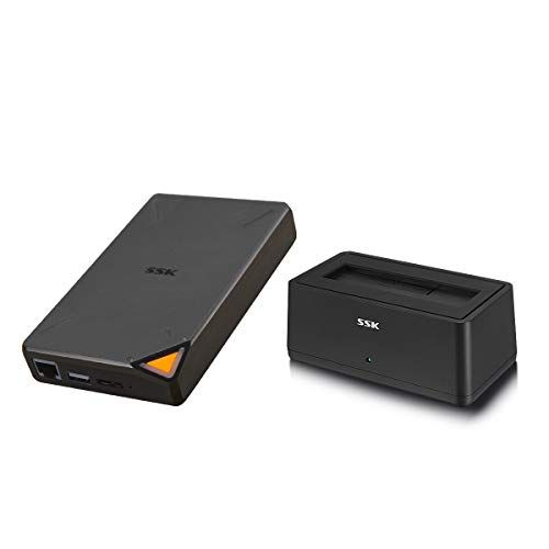  Bundles SSK USB 3.0 to SATA External Hard Drive Docking Station Enclosure Adapter for 2.5 & 3.5 Inch HDD SSD SATA and SSK 2TB Portable NAS External Wireless Hard Drive with Own Wi-