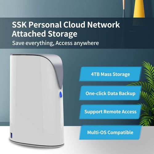  [아마존베스트]SSK 4TB Personal Cloud Network Attached Storage Support Auto-Backup, Home Office NAS Storage with Hard Drive Included for Phone/Tablet PC/Laptop Wireless Remote Access