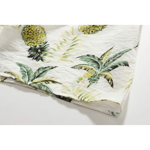  SSLR Mens Floral Printed Casual Cotton Button Down Aloha Hawaiian Shirt