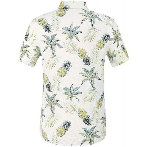  SSLR Mens Floral Printed Casual Cotton Button Down Aloha Hawaiian Shirt