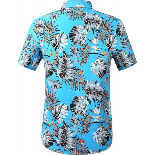  SSLR Mens Printed Button Down Short Sleeve Hawaiian Shirt