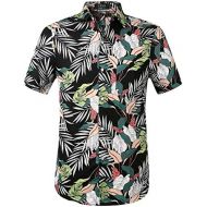 SSLR Mens Summer Cotton Button Down Short Sleeve Hawaiian Shirt