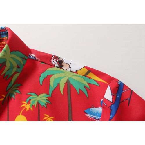  SSLR Mens Santa Claus Button Down Funny Hawaiian Christmas Shirts