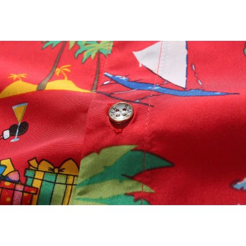  SSLR Mens Santa Claus Button Down Funny Hawaiian Christmas Shirts