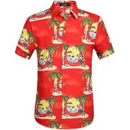 SSLR Mens Santa Claus Party Casual Hawaiian Ugly Christmas Shirts
