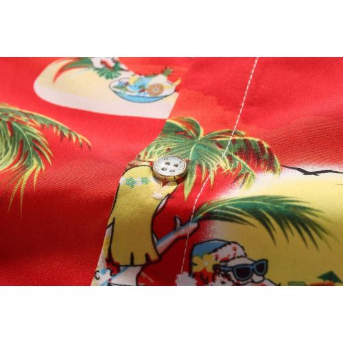  SSLR Mens Santa Claus Party Casual Hawaiian Ugly Christmas Shirts