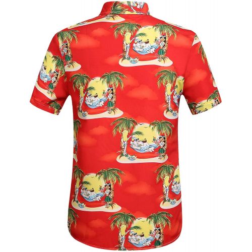  SSLR Mens Santa Claus Party Casual Hawaiian Ugly Christmas Shirts