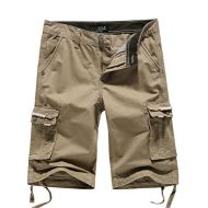SSLR Mens Casual Cotton Multi-Pocket Cargo Shorts