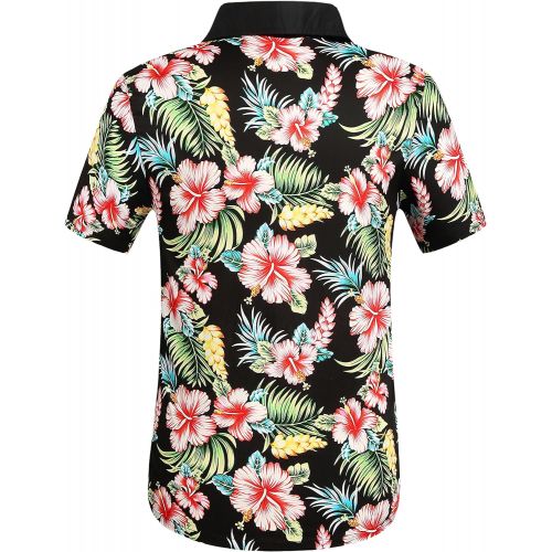  SSLR Mens Flowers Casual Button Down Short Sleeve Hawaiian Shirt