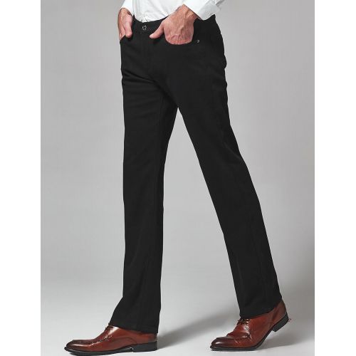  SSLR Mens Thermal Regular Fit Straight Leg Casual Fleece Pants (W30 x L32, Black)
