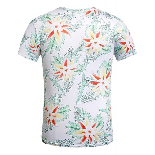  SSLR Mens Crew Neck Casual Short Sleeve Hawaiian Tee Shirt