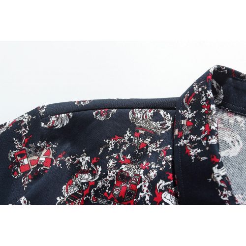  SSLR Mens Printed Regular Fit Button Down Long Sleeve Shirt