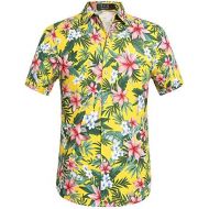 SSLR Mens Cotton Button Down Short Sleeve Hawaiian Shirt