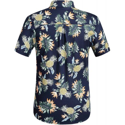  SSLR Mens Pineapple Straight Fit Casual Short Sleeve Hawaiian Shirt