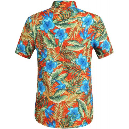  SSLR Mens Button Down Short Sleeve Hawaiian Shirt