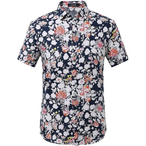  SSLR Mens Summer Floral Button Down Casual Short Sleeve Shirt