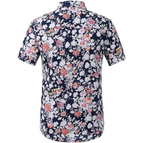  SSLR Mens Summer Floral Button Down Casual Short Sleeve Shirt