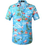 SSLR Mens Flamingo Relaxed Fit Casual Short Sleeve Hawaiian Shirt
