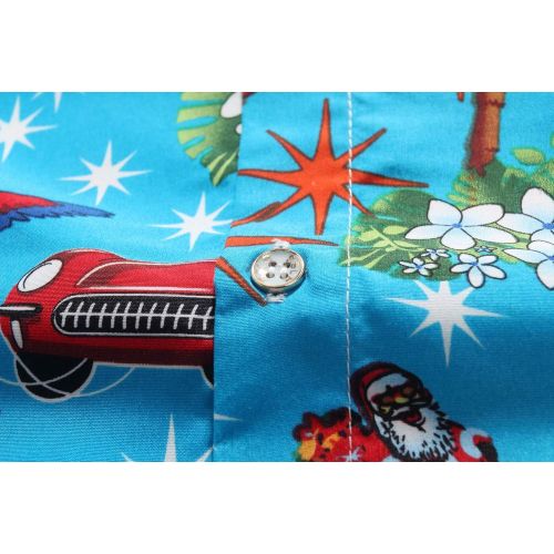  SSLR Mens Santa Claus Holiday Party Hawaiian Ugly Christmas Shirt