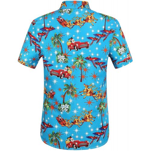  SSLR Mens Santa Claus Holiday Party Hawaiian Ugly Christmas Shirt