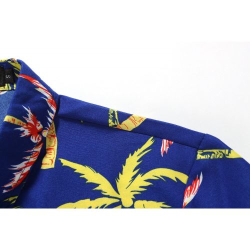  SSLR Mens Tropical Button Down Casual Short Sleeve Hawaiian Shirt