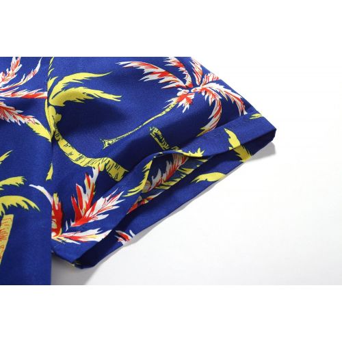  SSLR Mens Tropical Button Down Casual Short Sleeve Hawaiian Shirt