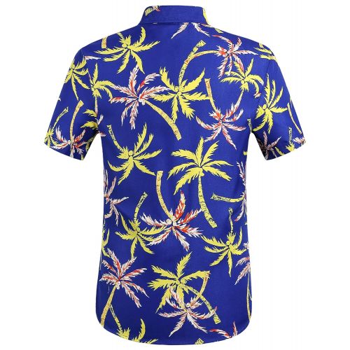  SSLR Mens Tropical Button Down Casual Short Sleeve Hawaiian Shirt