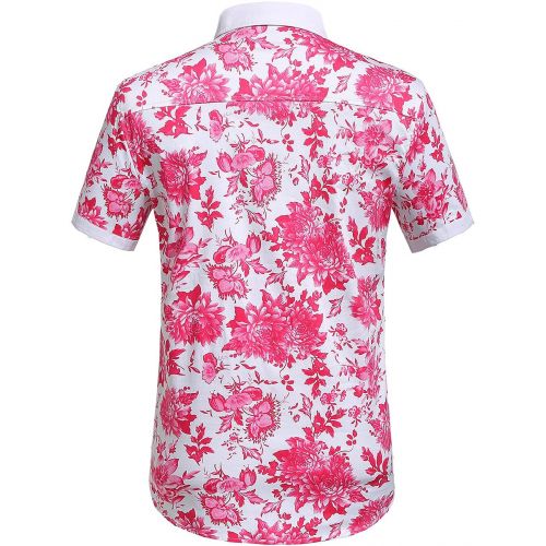 SSLR Mens Floral Button Down Short Sleeve Hawaiian Tropical Shirt