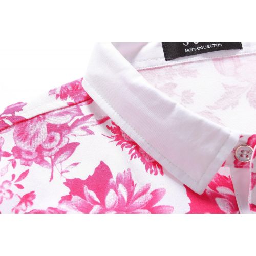  SSLR Mens Floral Button Down Short Sleeve Hawaiian Tropical Shirt