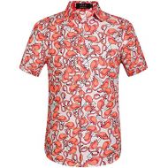 SSLR Mens Printed Casual Button Down Short Sleeve Hawaiian Shirts