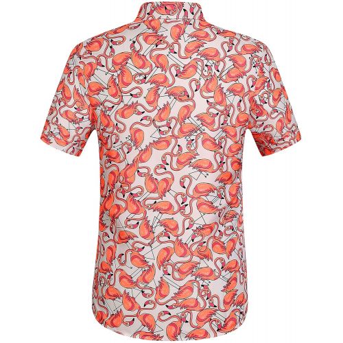  SSLR Mens Printed Casual Button Down Short Sleeve Hawaiian Shirts