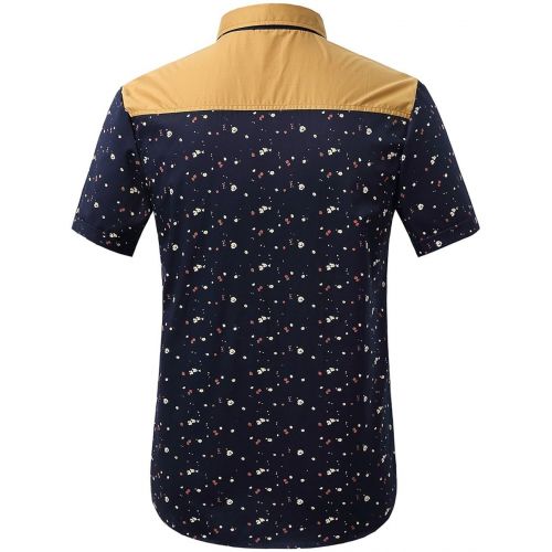  SSLR Mens Printed Button Down Casual Short Sleeve Cotton Shirts