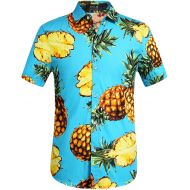 SSLR Mens Pineapple Casual Button Down Short Sleeve Hawaiian Shirt